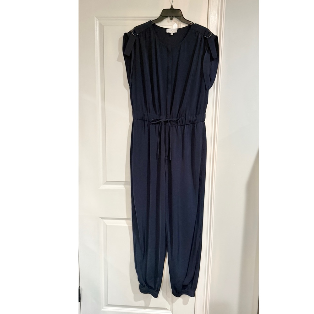 Gibson Latimer Blue Jumpsuit with Tapered Legs and Elastic Waist
